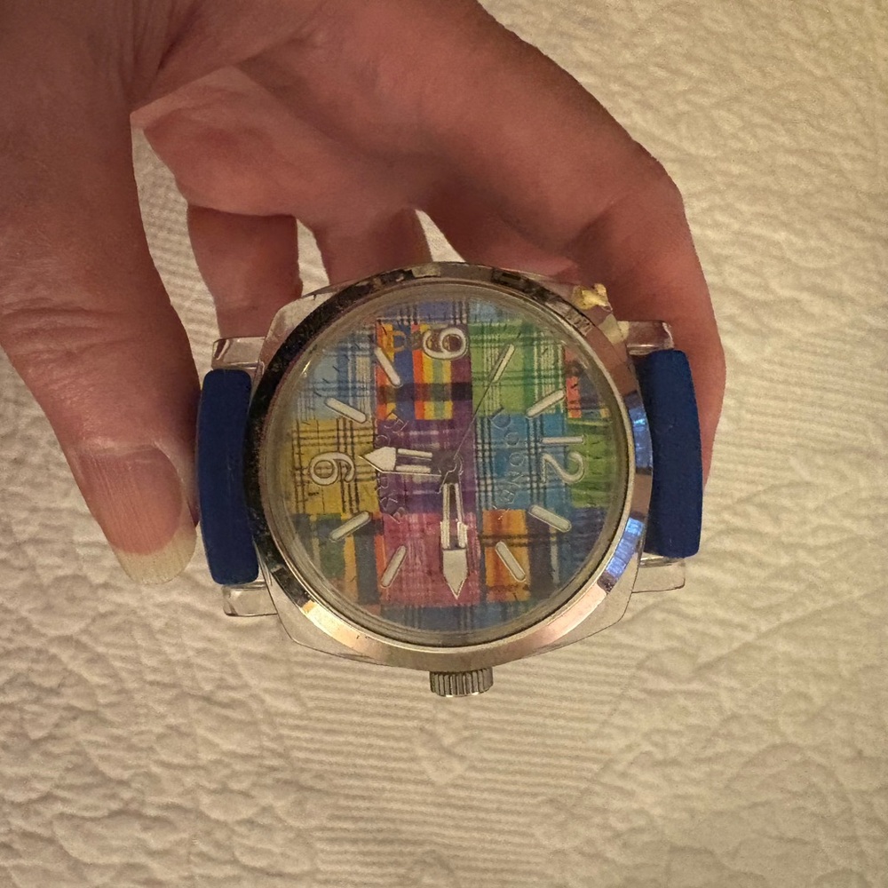 Dooney & Bourke Ants Plaid Wristwatch with Blue Strap